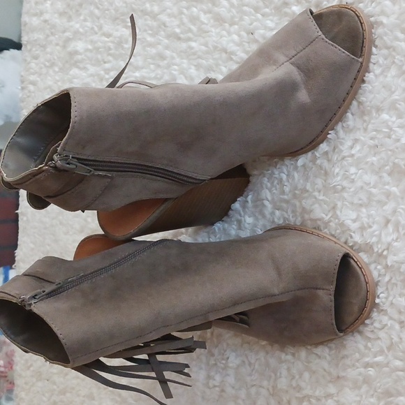 Fringe Open-Toe Booties - Picture 2 of 3